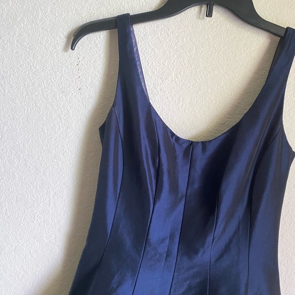 Betsy & Adam Fit & Flare Shimmery Elegant Navy Blue Party Made In USA Dress Sz M - Picture 9 of 15